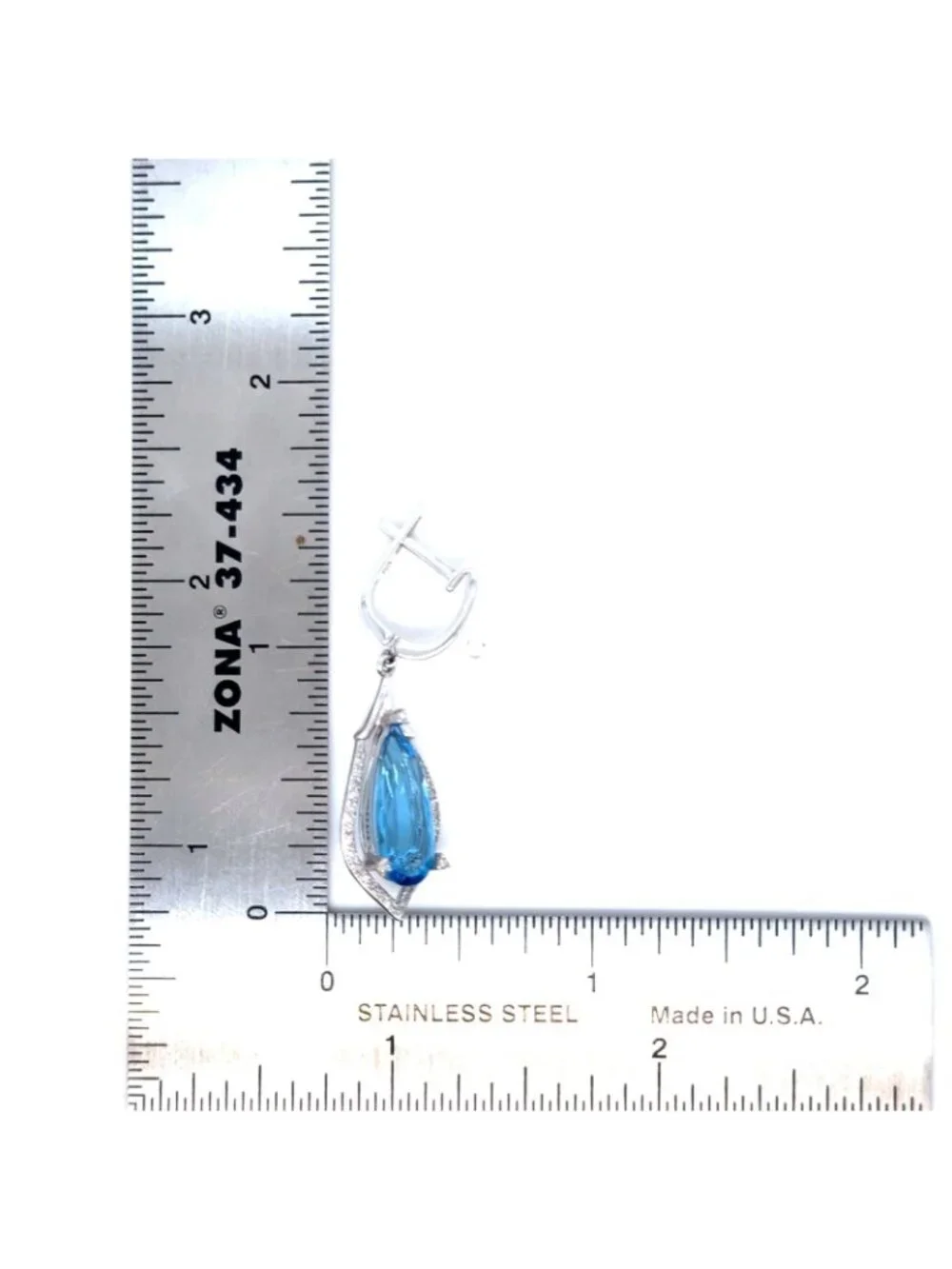 Stunning 14K Gold Blue Topaz/Diamonds Dangle‎ Earrings